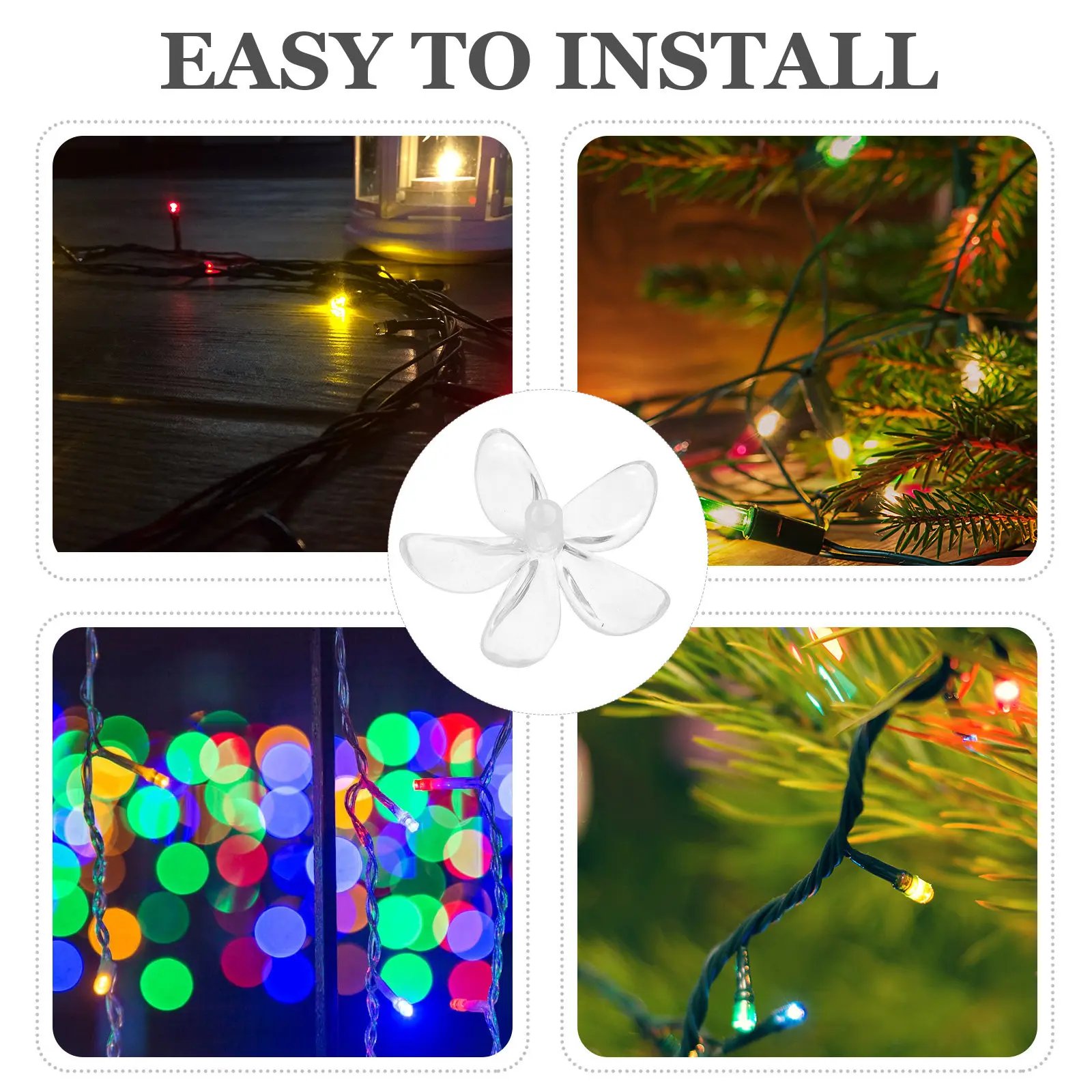 50Pcs String Light Covers Clear Plastic Sunflower Lamp Shades Decorative Bulb Covers for 5Mm LED Lights Romantic Wedding Garden