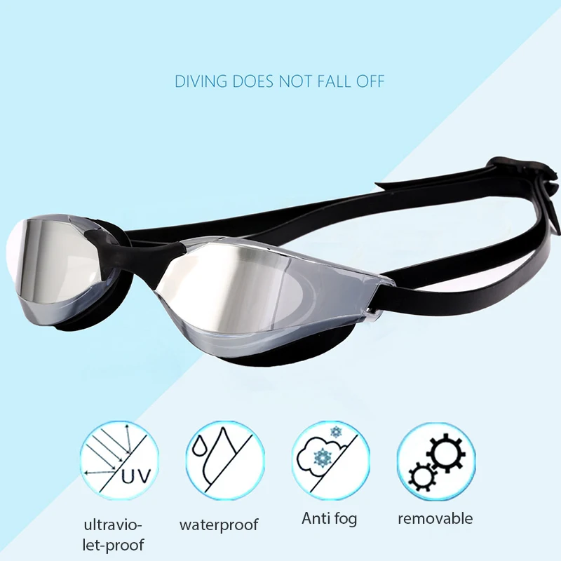 Professional Adult Men Women Swimming Goggles Oversize Frame Triathlon Open Water Anti-Fog Protection For Adults Swim Glasses