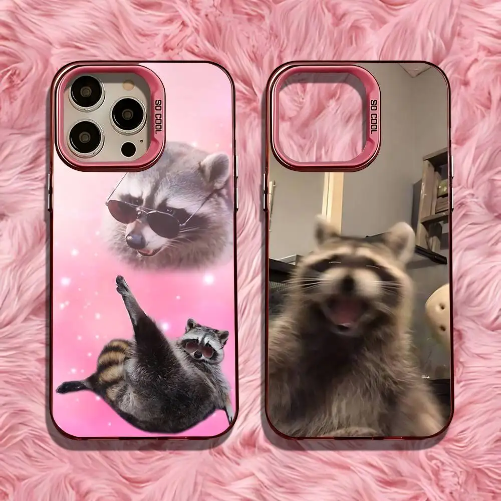 

Funny Cute Animal Raccoon Phone Case For iPhone 16,15,14,13,12,11,Pro,Max,Plus,Mini,SE Anti Fall Pink Matte Hard Bumper
