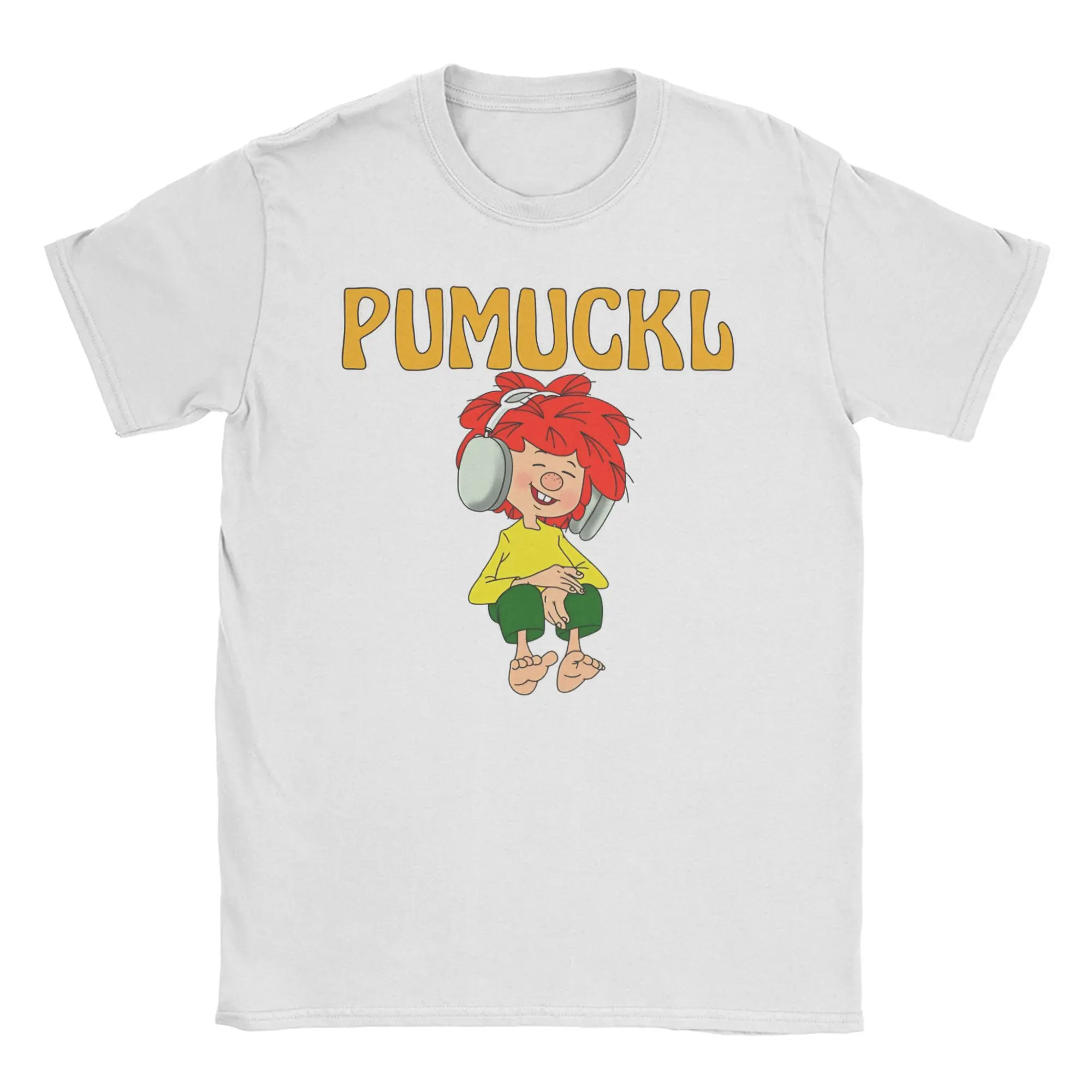 Men Women Pumuckl headphones  T Shirts  100% Cotton Clothing Amazing Short Sleeve Crewneck Tee Shirt Printing T-Shirt