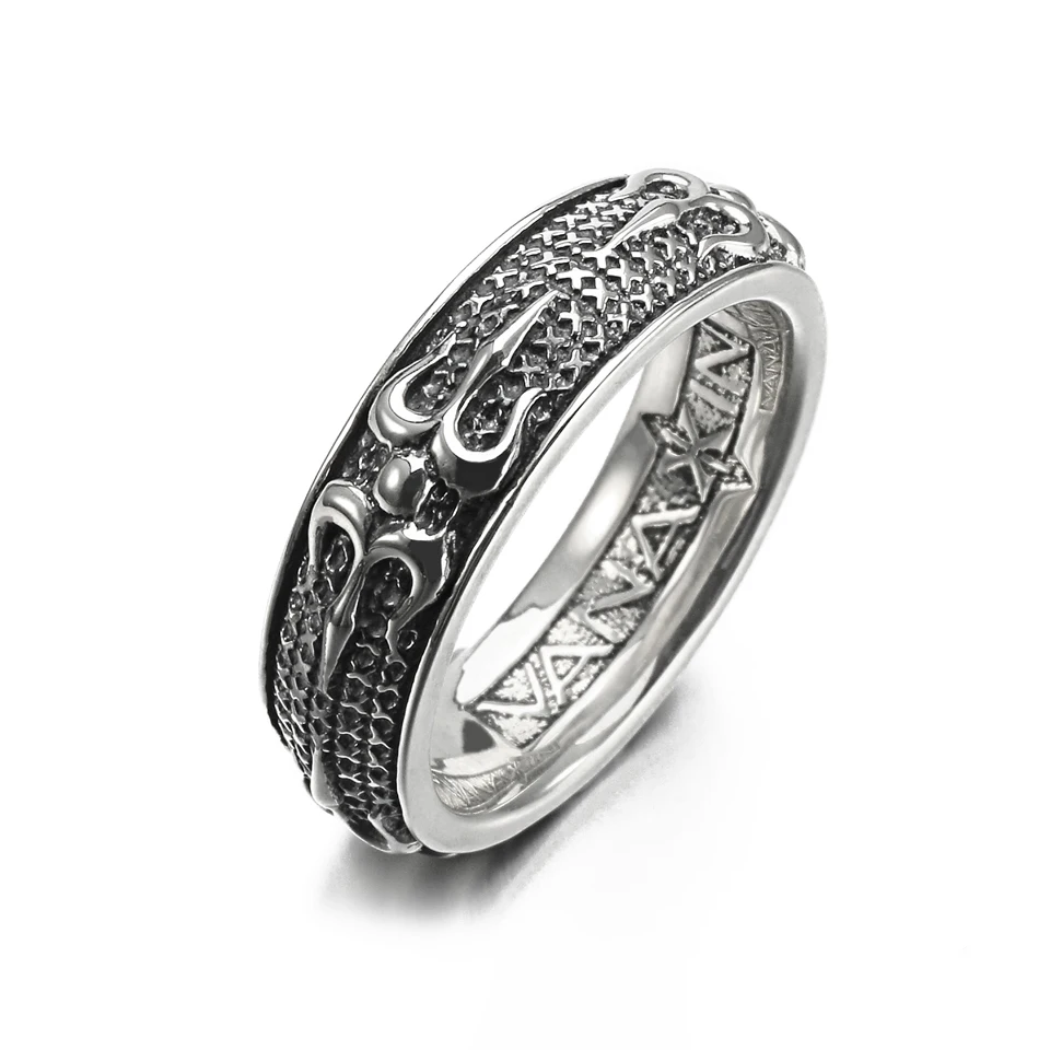 

VANAXIN Fashion 6MM Retro Rings for Men Punk Women Silver Color Cool Real Jewelry