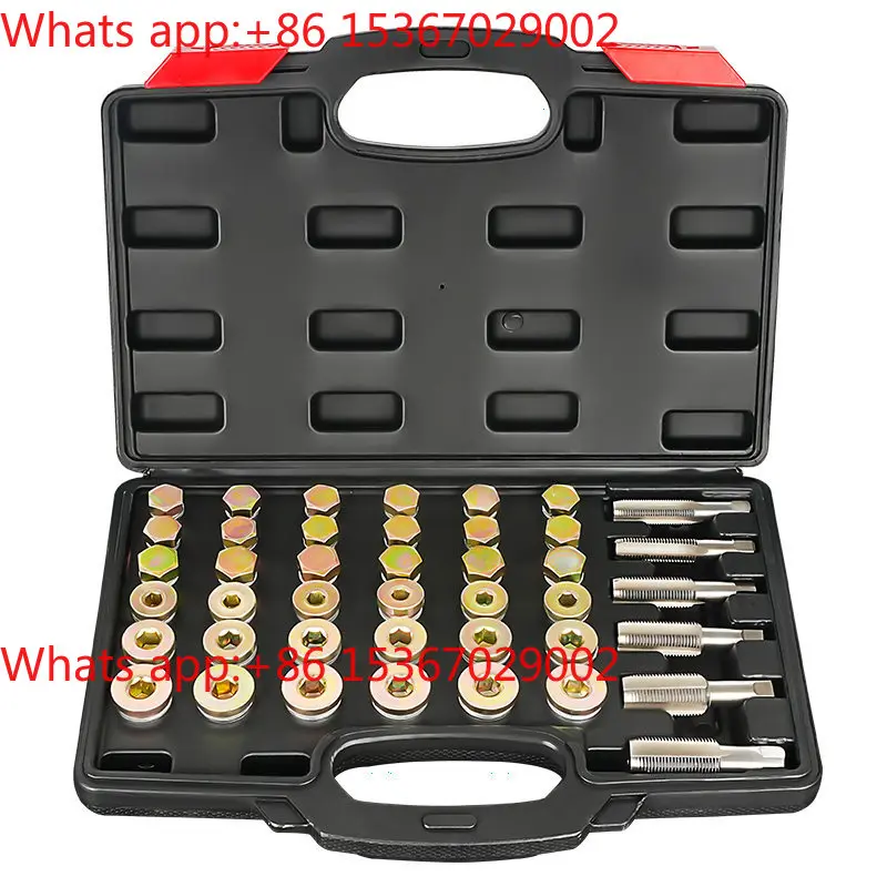 

Инструмент для ремонта сорванных резьб сливных пробок поддона картера автомобиля, ремонт резьбы поддона картера