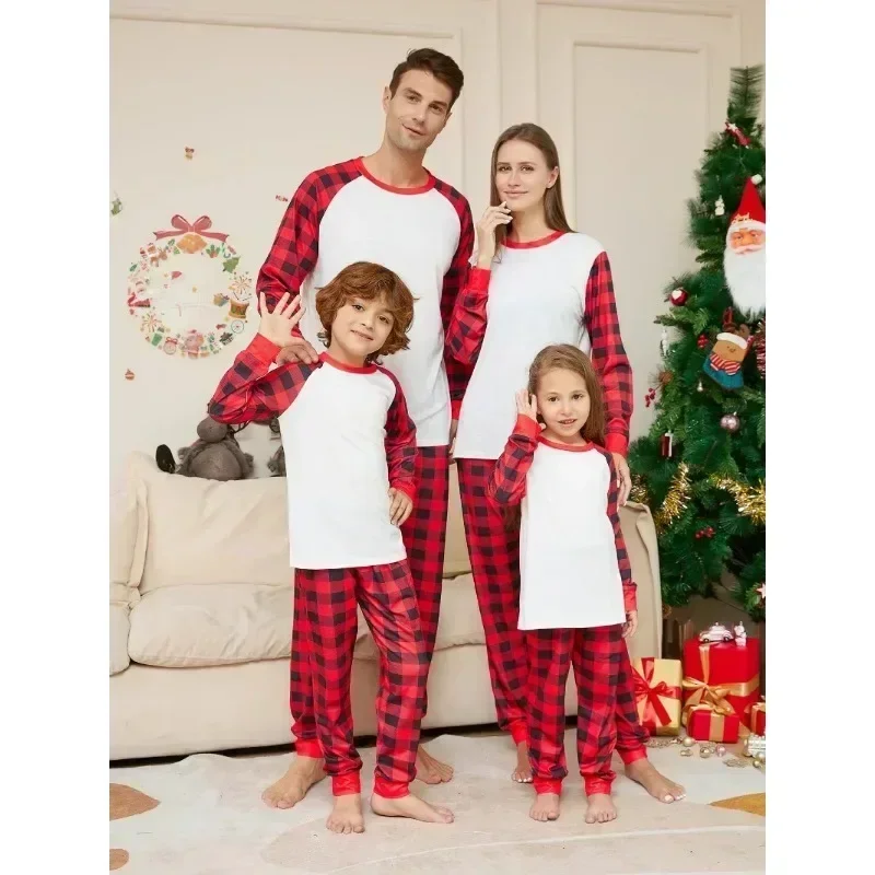 Matching Christmas Pajamas Set for Family Adults Kids Outfits Front Blank Support DIY 2 Pieces Sleepwear Xmas Look Pjs