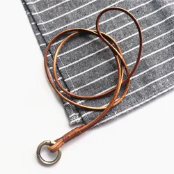 Cowhide Leather Lanyard Neck Strap For Mobile Phone Bag Keys ID Credit Work Card Holder Keychain Credential Holder DIY Hang Rope