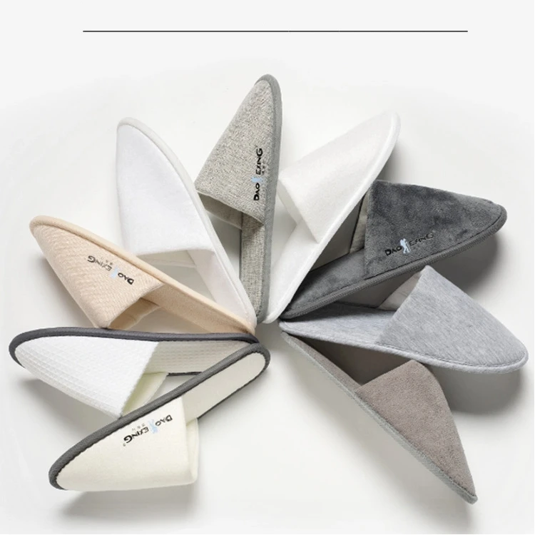 5pairs/lot cheap Cotton Slippers Men Women Hotel Disposable Slides Home Travel Sandals Hospitality Footwear One Size on Sale