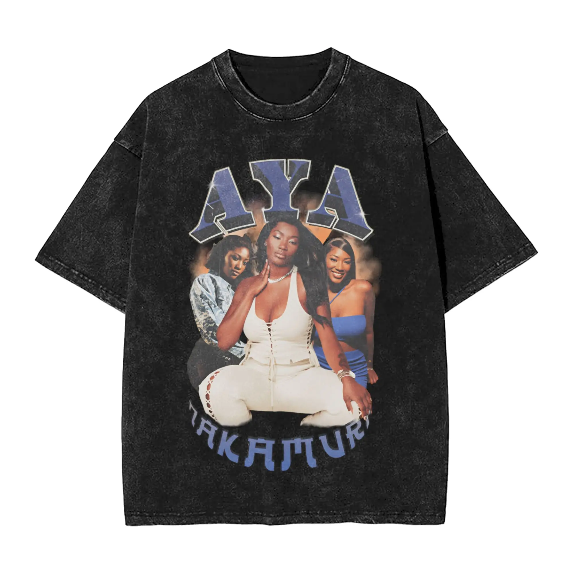 Aya Nakamura  Washed T-Shirt Man Singer  Y2K Fun Casual T-Shirts Summer Crew Neck Hipster Tees Design Plus Size Tops
