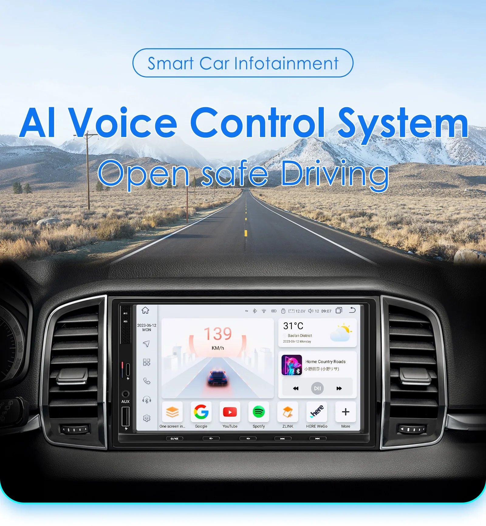 

7"7862 Universal Car Auto radio Android 12 multimedia Video player Carplay GPS navigation Stereo Audio 4G DSP Head Unit Screen