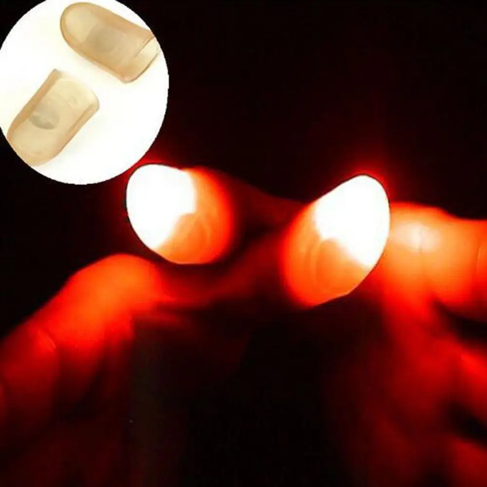 Funny Super Bright 2Pcs Finger Lights Close Up Thumbs Fingers Trick Magic Light