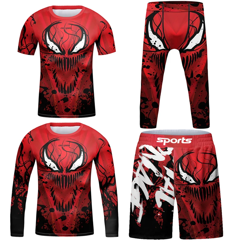 Mma Kids Rash Guard Jiu Jitsu T-Shirt Broek Sets Rushguard Bjj Kickboksen Truien Jongen Kinderen Gi Muay Thai Shorts Sport Shirts