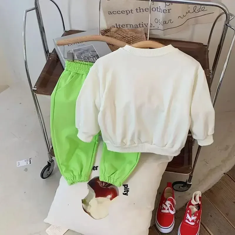 Survêtement deux pièces en coton trempé pour bébé fille, ensemble de vêtements de sport pour enfants, sweat-shirt à fleurs stéréoscopiques, haut et