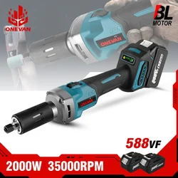 ONEVAN-amoladora eléctrica sin escobillas, herramientas rotativas de velocidad Variable, 35000RPM, 6mm, 2000W, para batería Makita de 18v