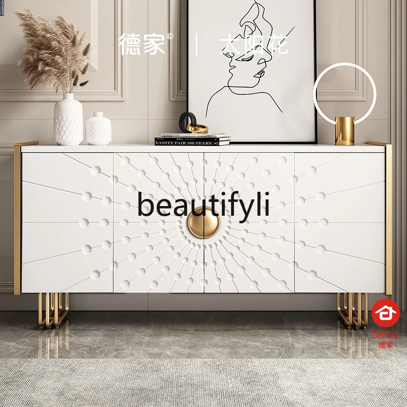 

Italian light luxury porch cabinet entry decorative cabinet foyer partition, modern villa white dining side cabinet