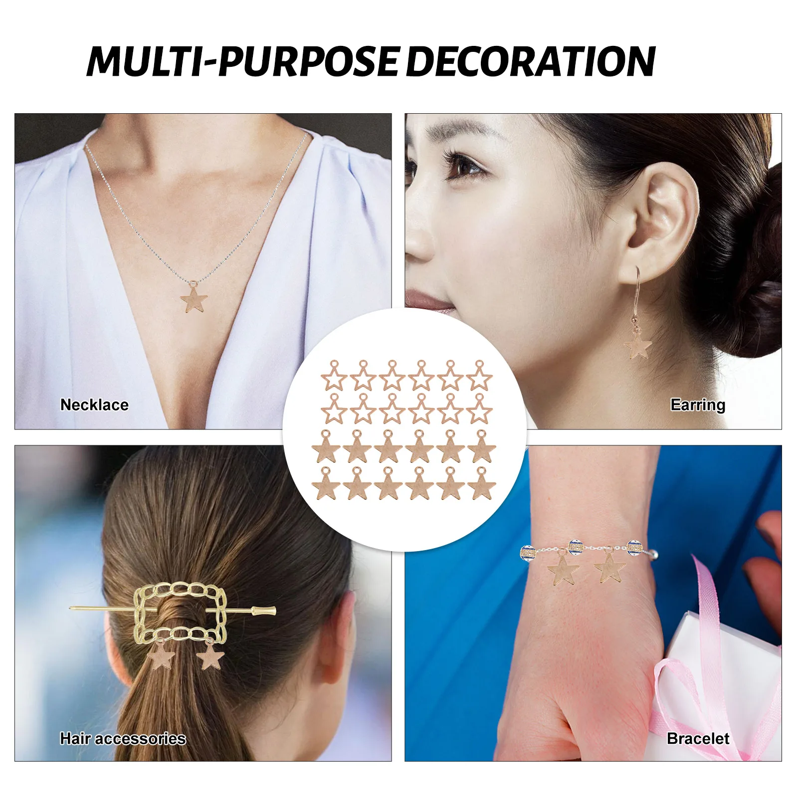 

120Pcs Stylish Hollow Star Pendant Charms For DIY Jewelry Metal Accessories Supplies