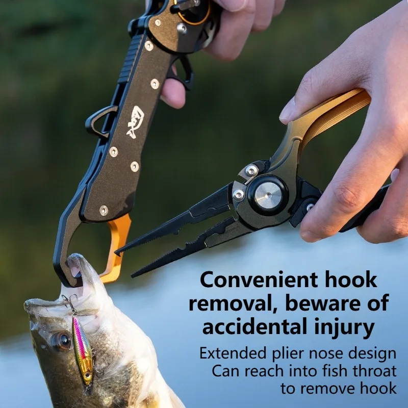 Faltbares Multifunktions-Angelwerkzeug-Set, vielseitig einsetzbar, erweiterte Köderklemme aus Aluminiumlegierung, tragbare Ködergriffe mit Skala