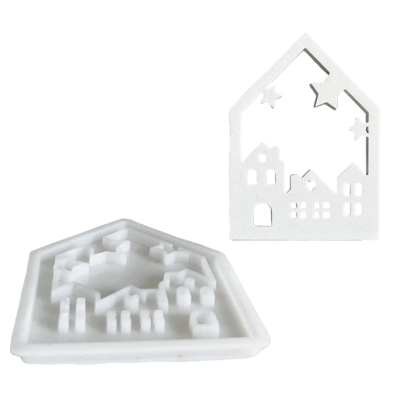 Flexible Silicone Mold 3D House Figurine Decoration Making Mould High Temperature Resistant Gypsum Mould for Ornament