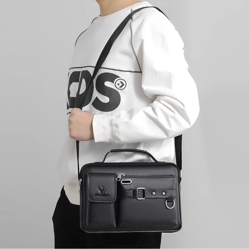 Men Cross body One Shoulder Bag Business Briefcases Casual Laptop Retro Office Male Messenger Top Handle Bag Handbag