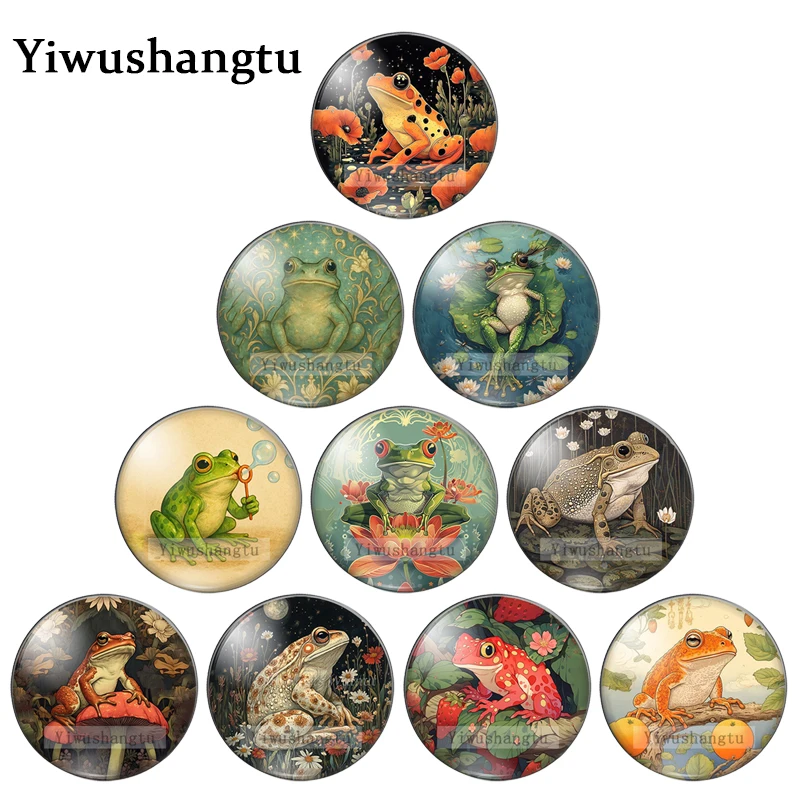 Fashion Frog Jungle Big eyes animals Art Paintings 12mm/18mm/20mm/25mm Round photo glass cabochon demo flat back Making findings