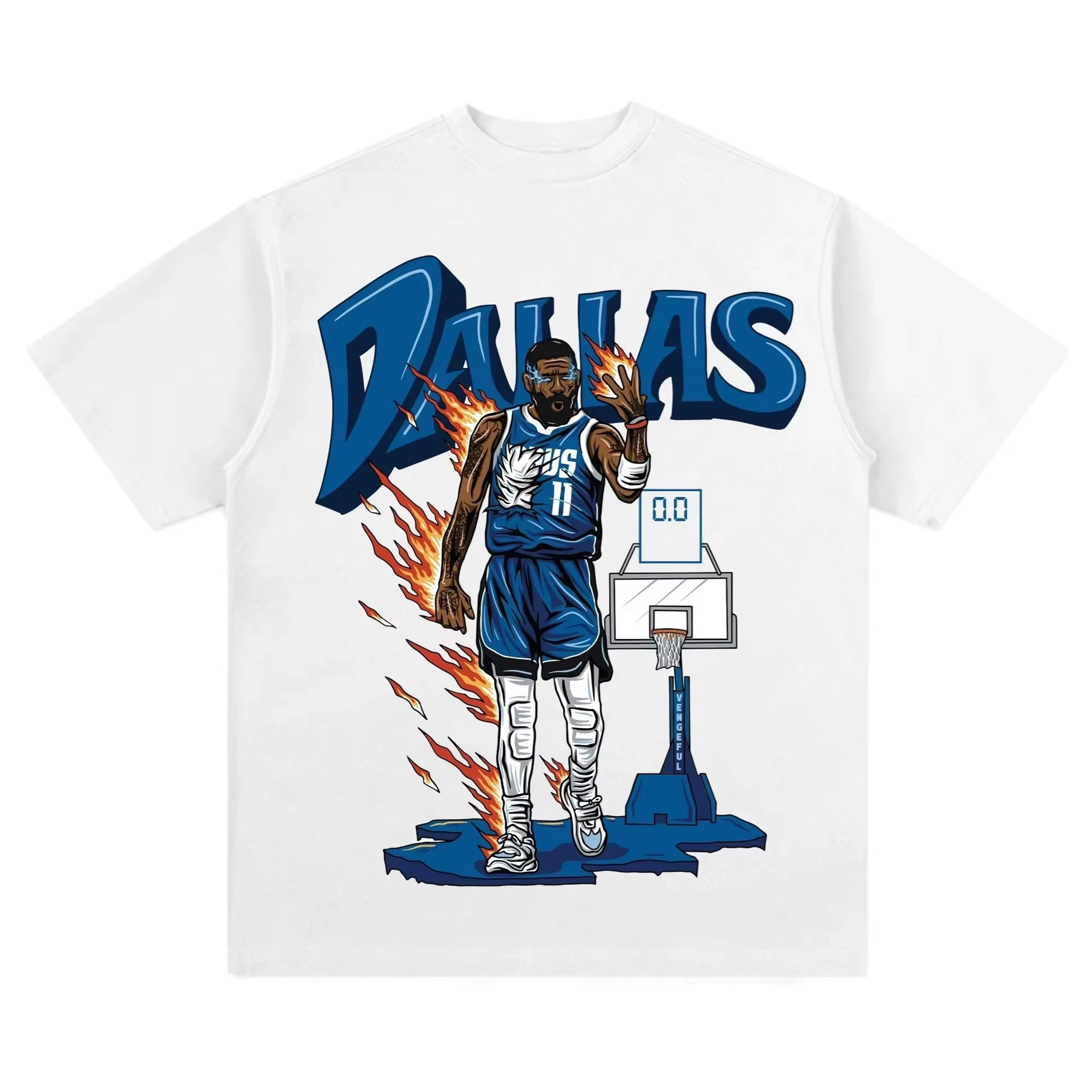 American Skeleton Dallas No. 11 Kyrie Irving Basketball Cotton T-shirt Cartoon Print Kids/Men's Short-sleeved Top