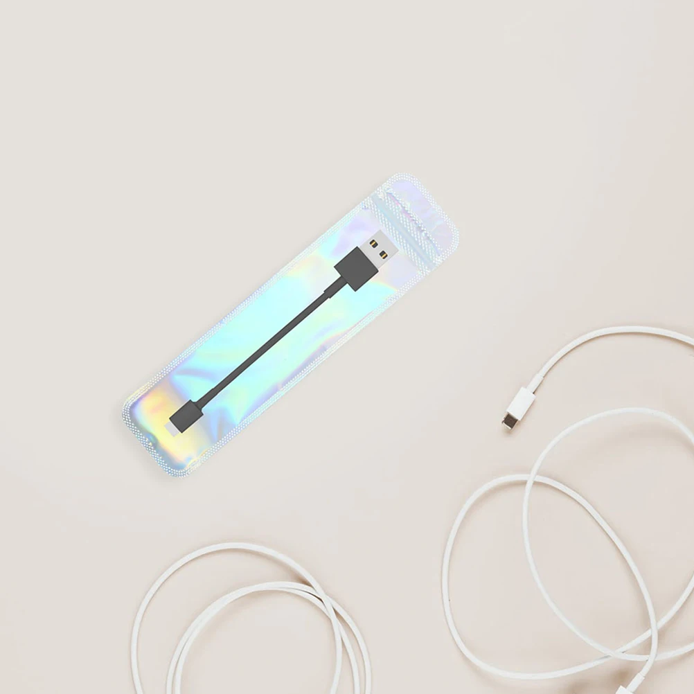 

200 Pcs Packaging Bags Holographic Lipgloss Jewelry Storage Candy Food Cellophane Pen