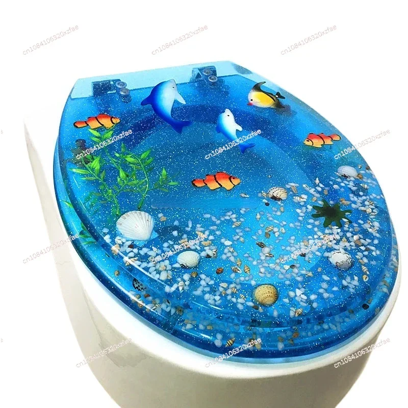 Advanced Resin Thickened Toilet Cover in The Bathroom,Type Universal Ordinary Buffer, Silent Colored Toilet Seat