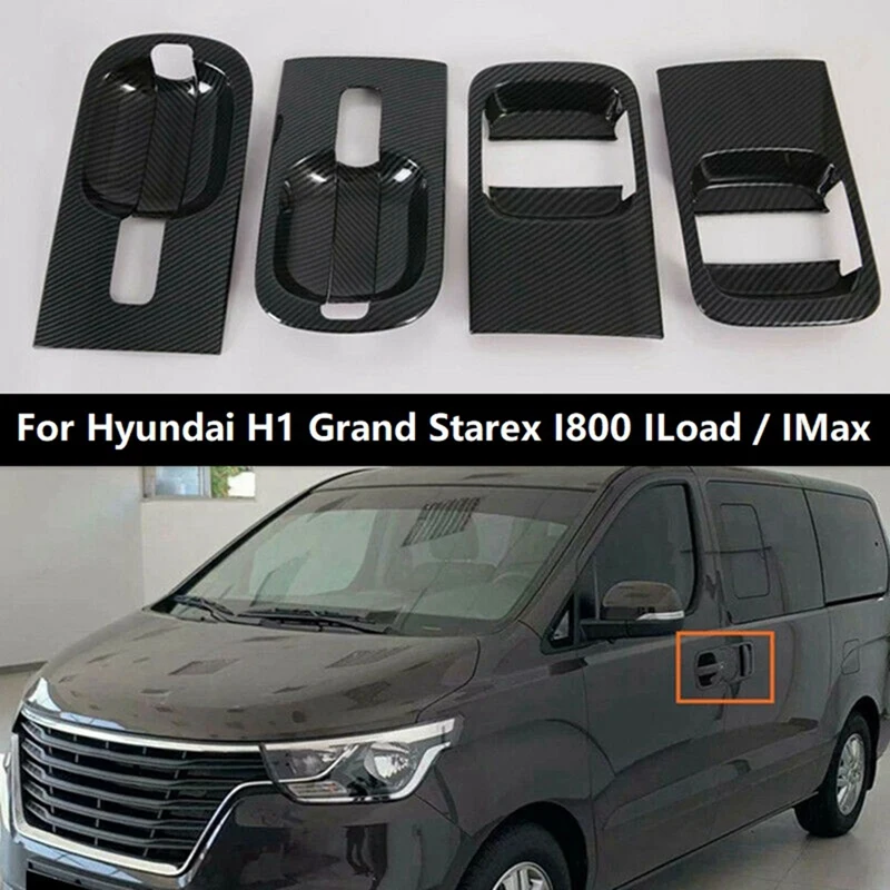 4Pcs For Hyundai H1 Grand Starex I800 Iload/Imax Carbon Fiber Style Door Outer Handle Cover Exterior Parts Auto Parts