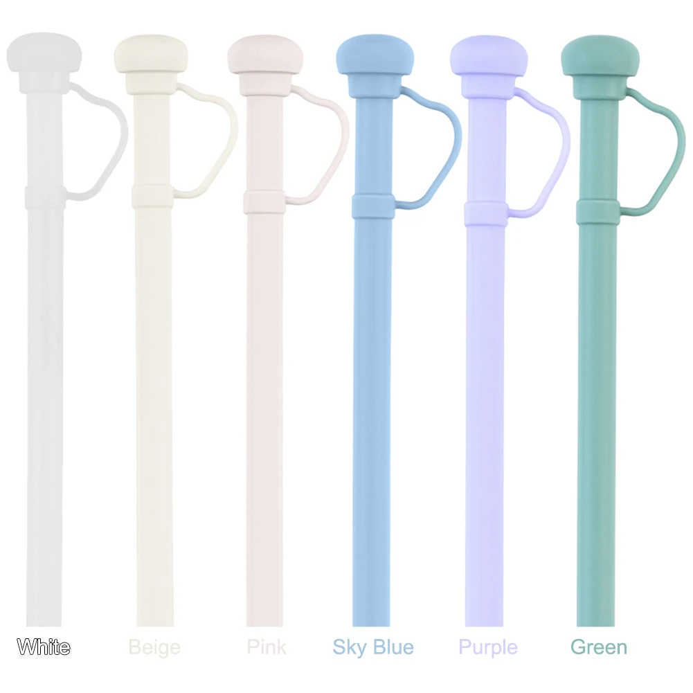 Silicone Long Reusable Straw with Straw Cover Drinking Straw Dustproof Soft Straw for Stanley 20/30/40oz Tumbler