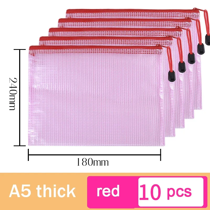 Imagem -06 - Impermeável Mesh Zipper Documento Bolsa Pastas de Arquivo Material de Escritório Escolar Lápis Case Armazenamento Bolsa de Estudante a4 a5 a6 10 Pcs