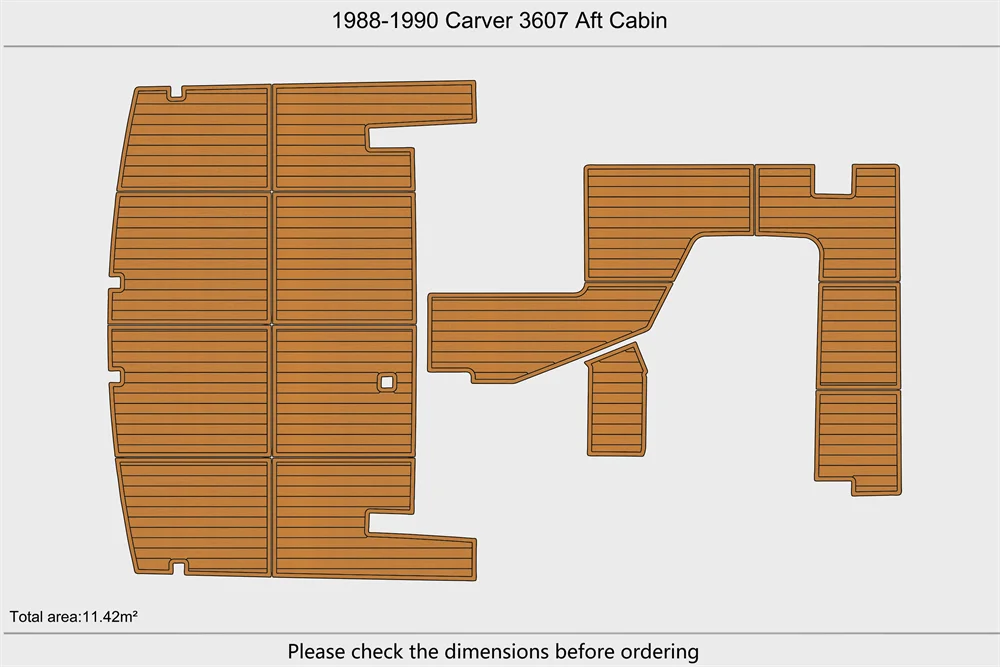 Eva foam Fuax teak seadek marine floor For 1988-1990 Carver 3607 Aft Cabin Cockpit 1/4