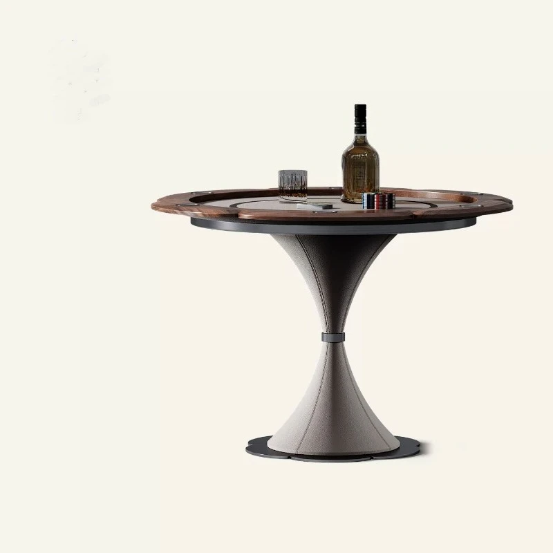 Light luxury household solid wood chess and card table villa living room entertainment round table