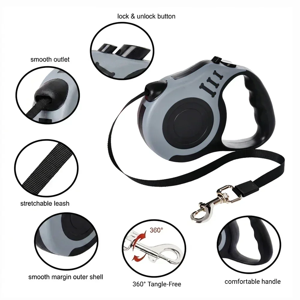 3m/5m Automatische Hundeleine für kleine Hunde und Katzen, ausziehbare Nylon-Führleine für Outdoor-Training, Welpen- und Yorkie-Zubehör – Detail 13