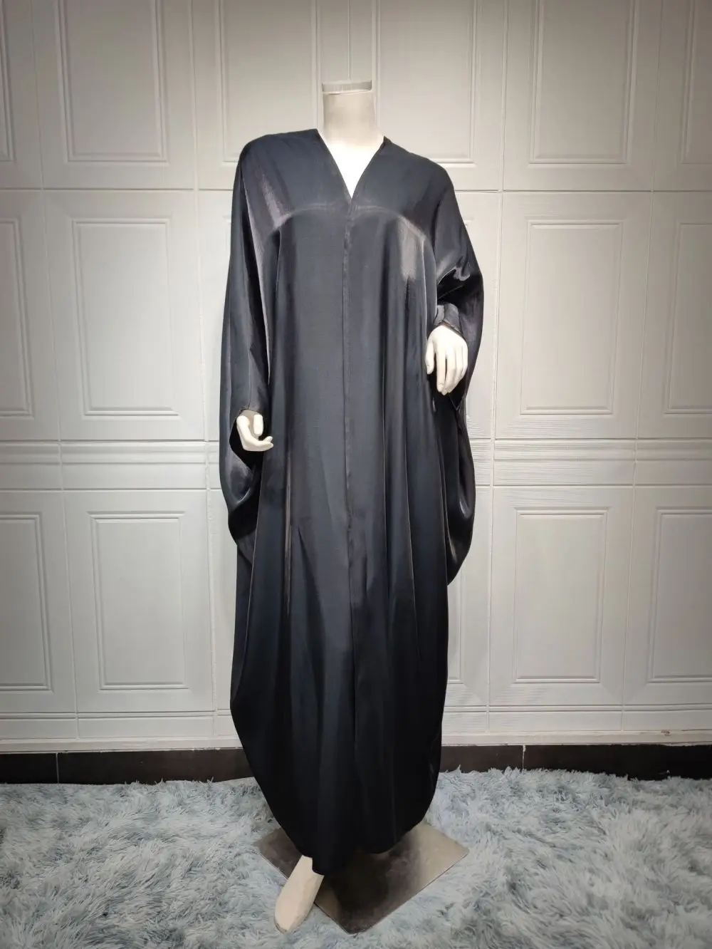 Open Front Kimono Abayas for Women Modest Muslim Moroccan Dubai Fashion Casual Loose Abaya Silk Satin Corban Eid Al Adha