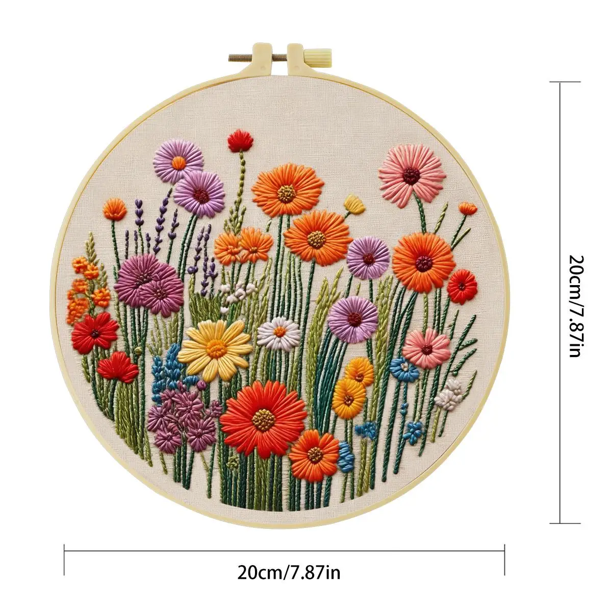 1 Stück 20X20CM/15X15CM 7,87/6,3 Zoll Blumenbett-Stickerei-Starter-Kit DIY-Kit DIY-Stickerei-Set Handarbeiten Malerei – Detail 3