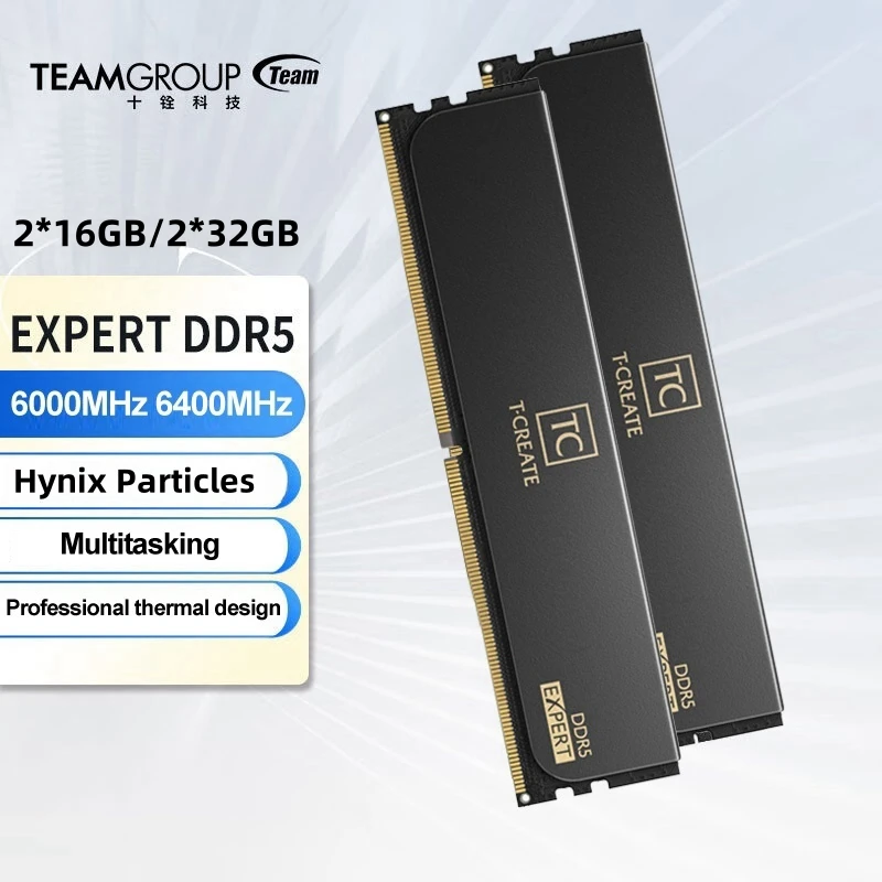 TEAMGROUP T-Create Expert Overclocking 10L DDR5 32GB Kit (2 x 16GB) 6000MHz 6400MHz CL30 CL32 Desktop Memory Module Ram - Black