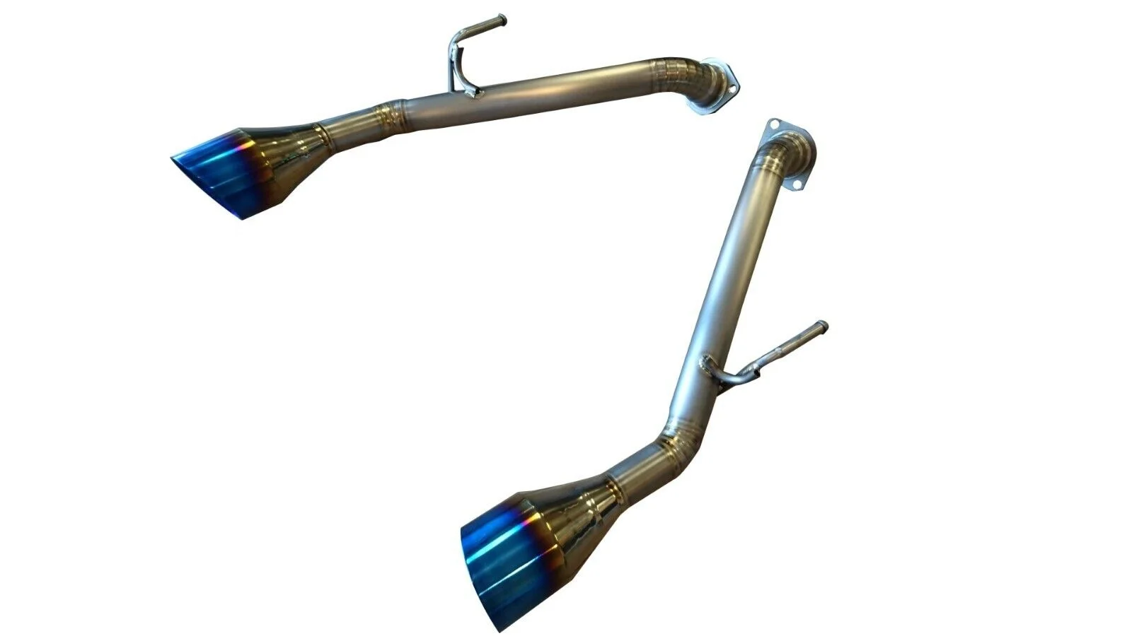 Dual Burnt Tip Back Exhaust Pipes For 14-23 In-finiti Q50 (Double Wall SS Tips)