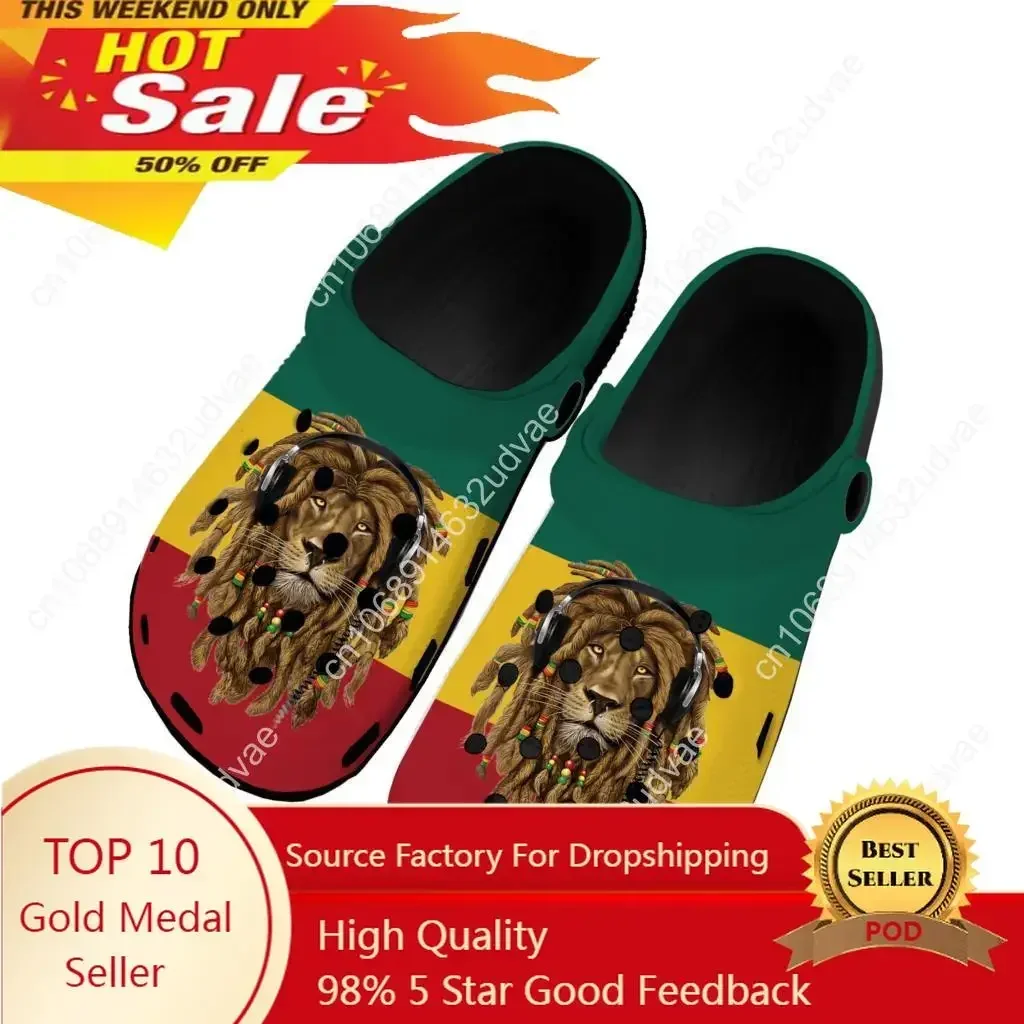 

Reggae Rastafarian Rasta Rastafari Lion Of Judah Home Clogs Custom Water Shoes Mens Womens Teenager Shoe Garden Beach Slippers