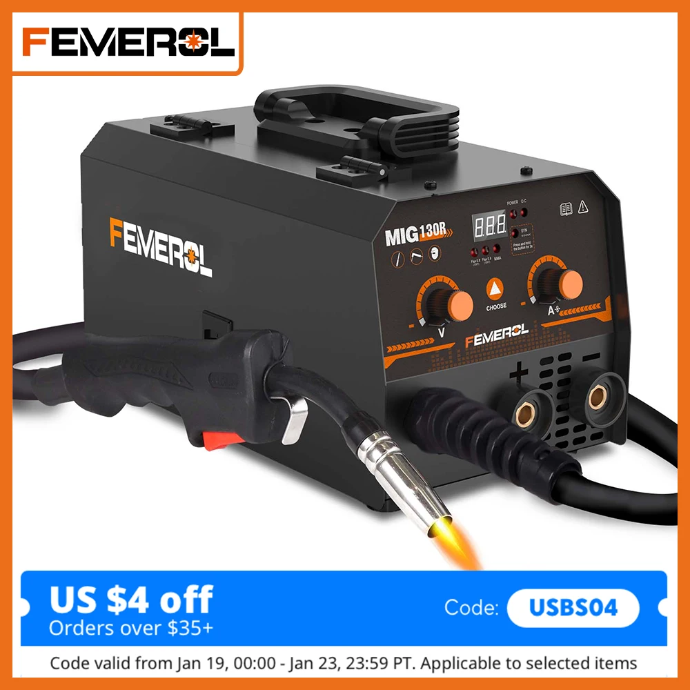 

FEMEROL 2 In 1 MIG Welding Machine 130A Portable Gasless Stick ARC MIG Welder 110A IGBT Synergic Flux Core MIG Welder
