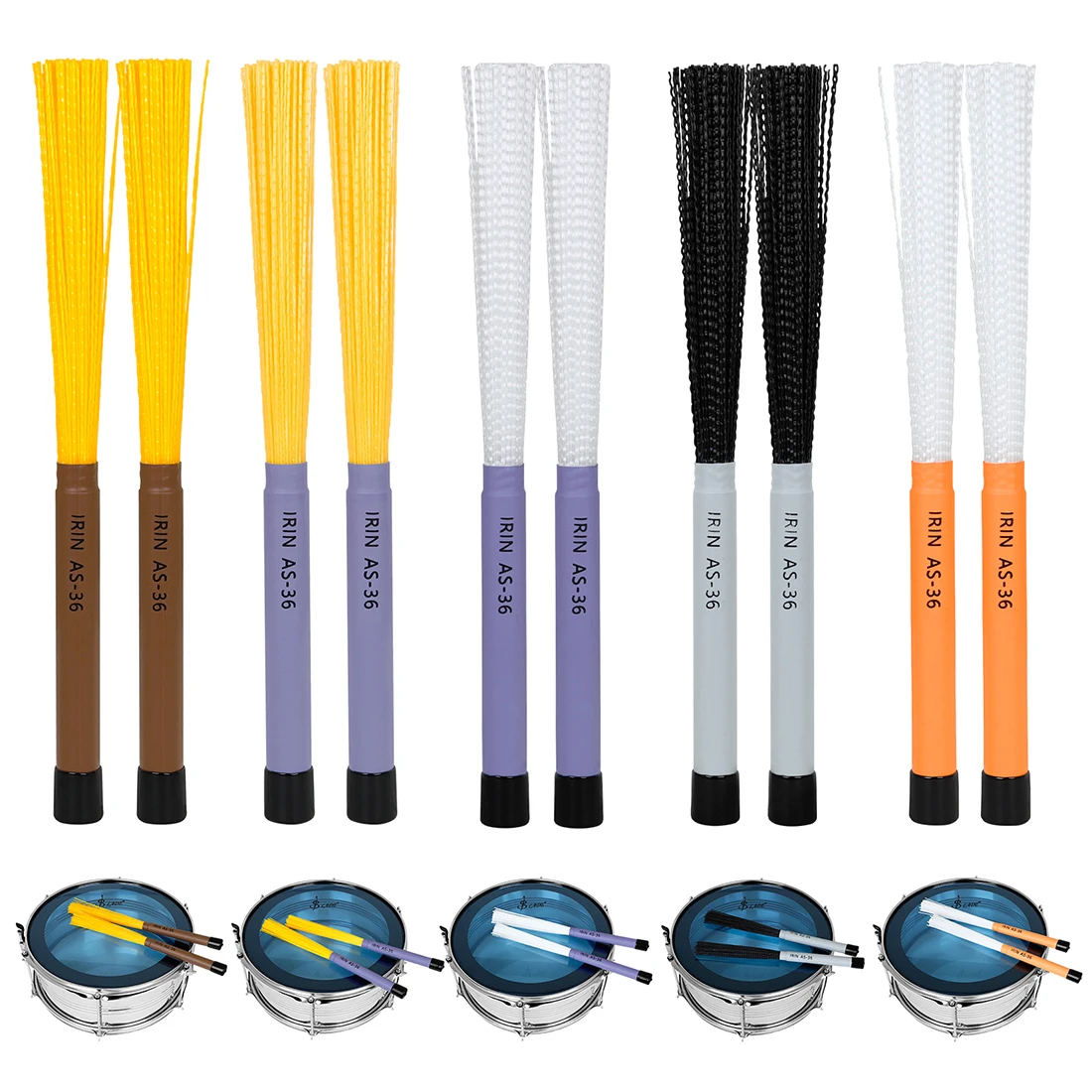 IRIN Drum Brush Drums Drumsticks High Elasticity Nylon Drum Brushes Comfort Grips Percussion Musical Instruments Accessory