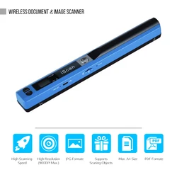 Portable Handheld Wand Wireless Scanner A4 Size 900DPI JPG/PDF Formate LCD Display with Protecting Bag and 8GB TF Card