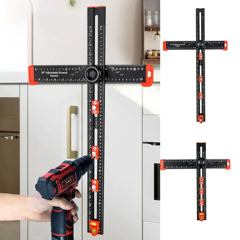 Marking T Square 2-in-1 Drilling Positioning Ruler Cabinet Hole Template T-Square Ruler Drawing Marking Gauge For Carpentry