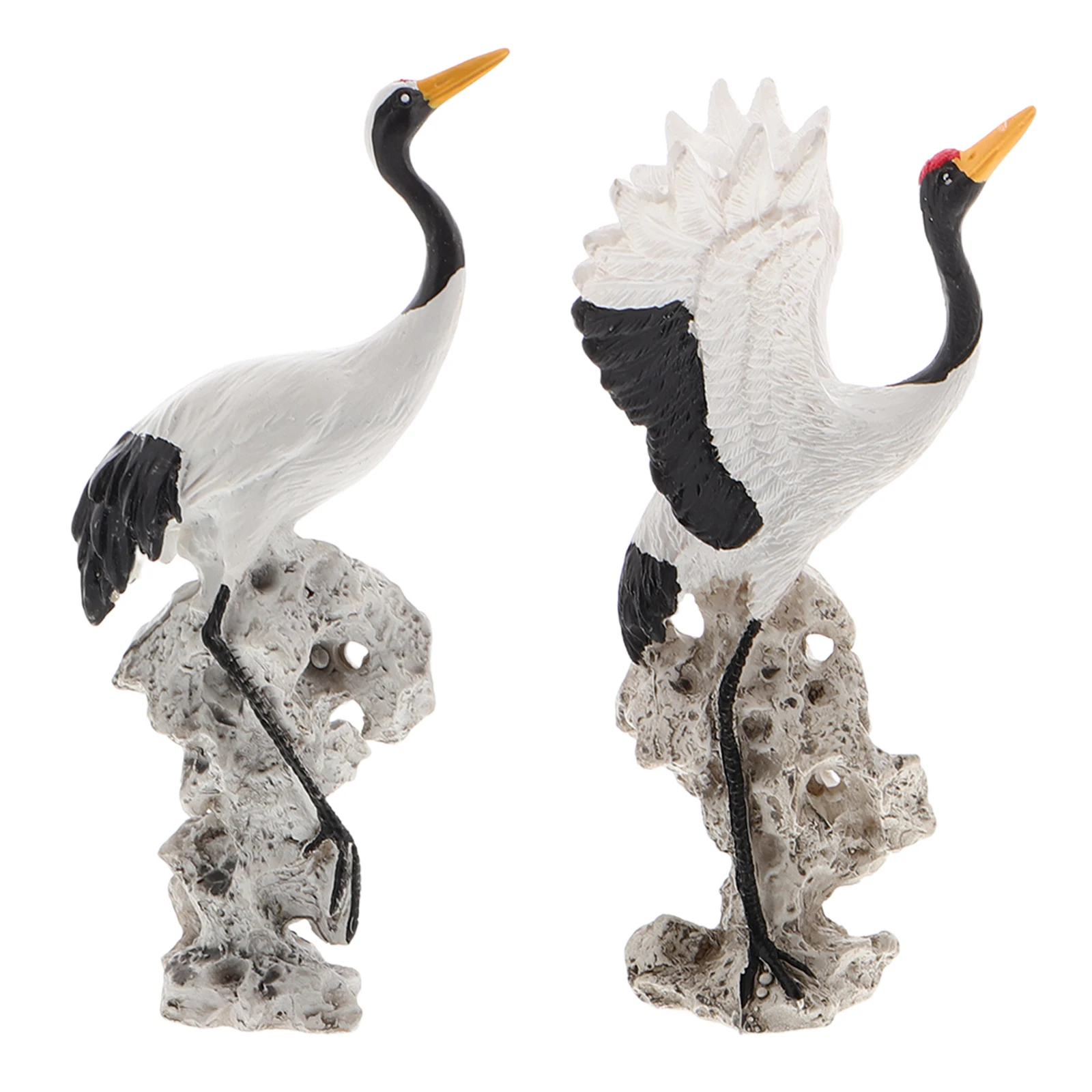 

2 PCS Statue Simulated White Crane Ornaments Resin Artificial Bird Decoration Figures