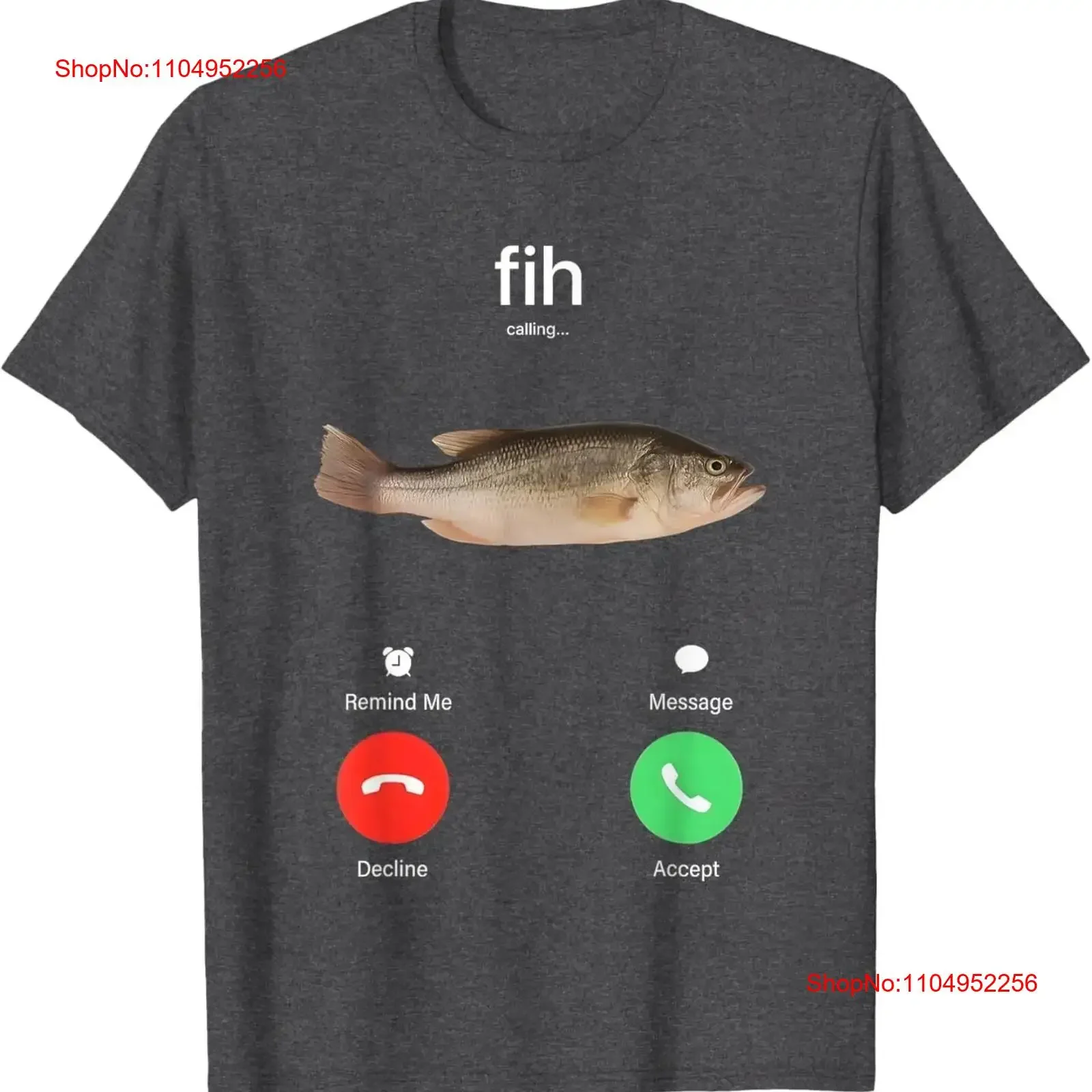 

Fih Calling Remind me Message Decline Accept Phone Call Fish T Shirt vintage Washed homme Top For Everyday Wear graphic