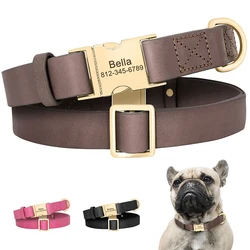 Personalized Dog Collar Free Engraved Dog Leather Collars Customized Pet Buckle Collar For Small Medium Large Dogs Bulldog Pug