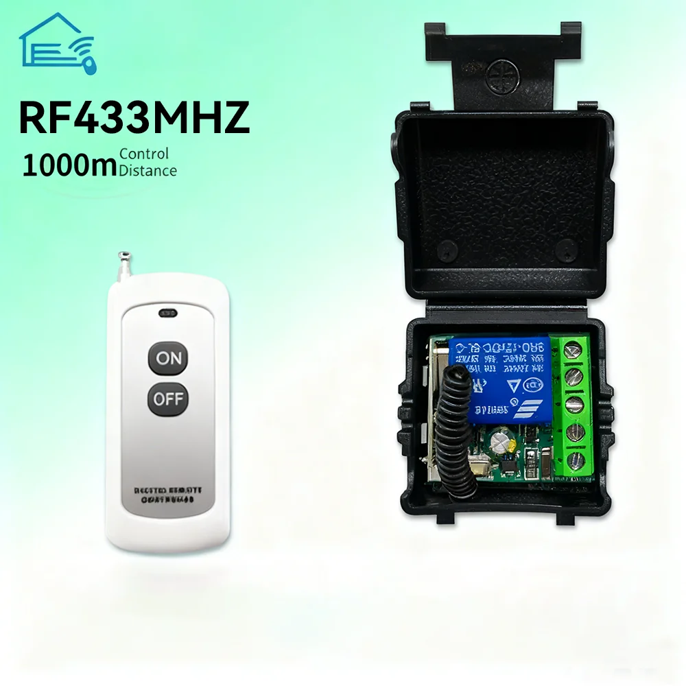 433Mhz RF Remote Control Switch for Learning Code Transmitter Remote DC 12V 1CH Relay Receiver Module