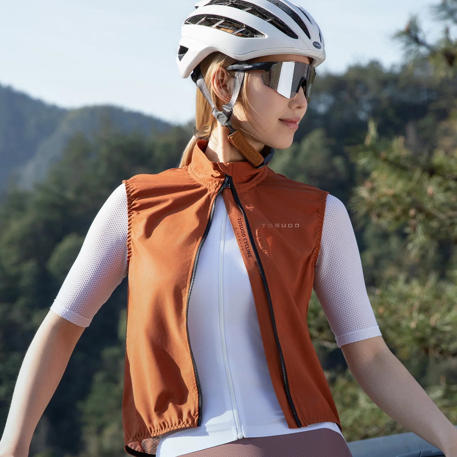 TOSUOD Damen Trikots Winddichte Leichte Ärmellose Fahrradjacke MTB Bike Uniform Fahrradtrikot Kleidung Weste – Detail 10