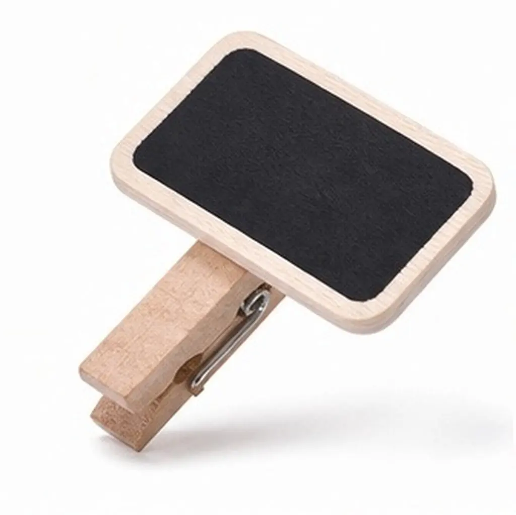 100Pcs Mini Wooden Chalkboard Tags Clips Rectangle Blackboard Erasable Memo Holders Food Buffet Name Place Tags