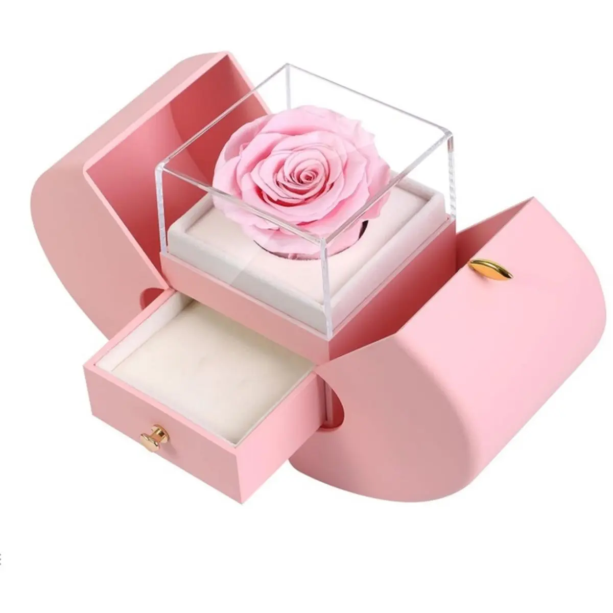 Drawer-Style Engagement Ring Box, Soap Flower Birthday Gift, Romantic Valentine'S Day Gift,Jewelry Box