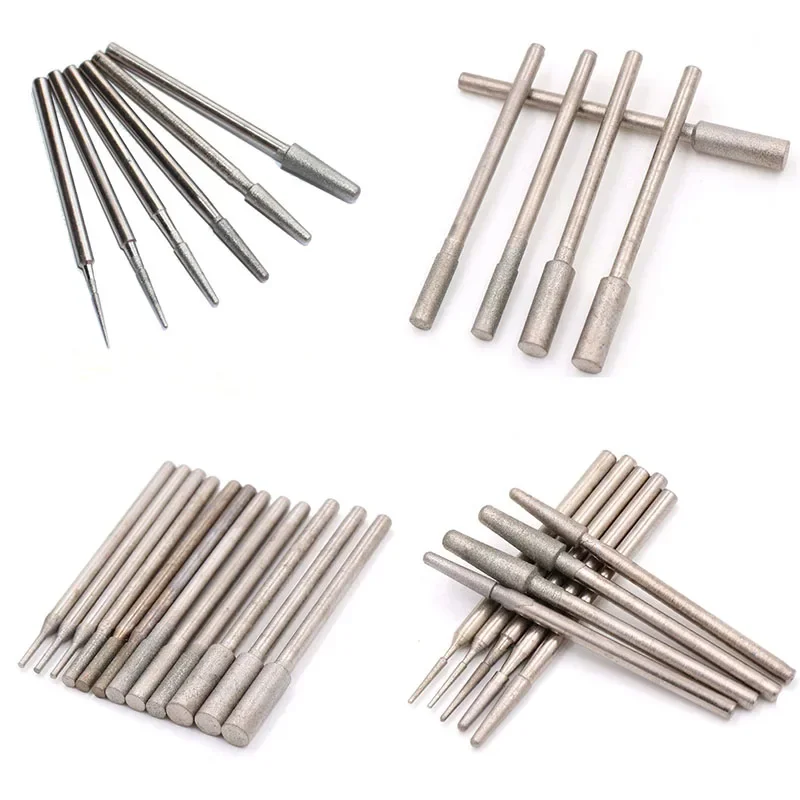 5PCS 600# 1200# Grit Cylinder Diamond Grinding Head A/B Needle Round Polishing Grinder Needles Rotate Engraving Tools