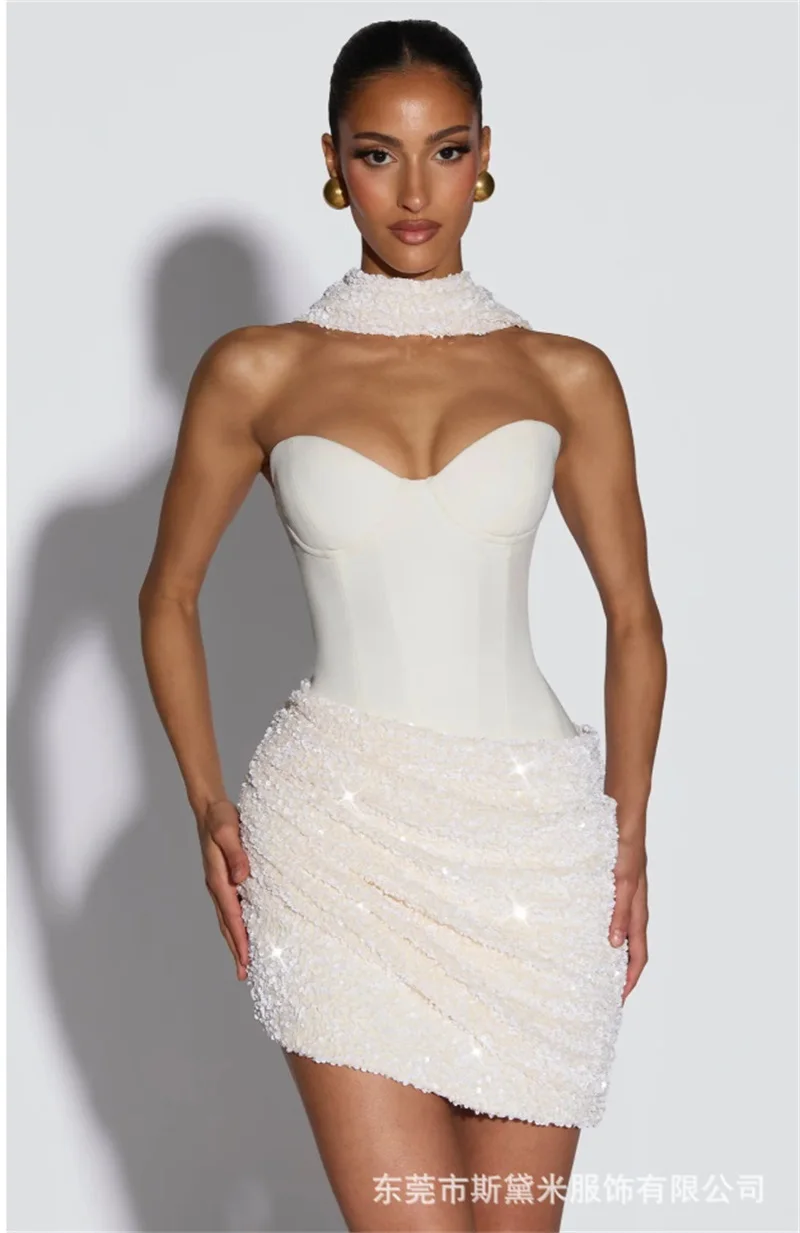 Glitzerndes Burgunder-Abschlussballkleid mit Schal, sexy, ärmellos, mit Schnürung am Rücken, kurzes Mini-formales Hochzeitsabend-Robe, Party-Brautkleid