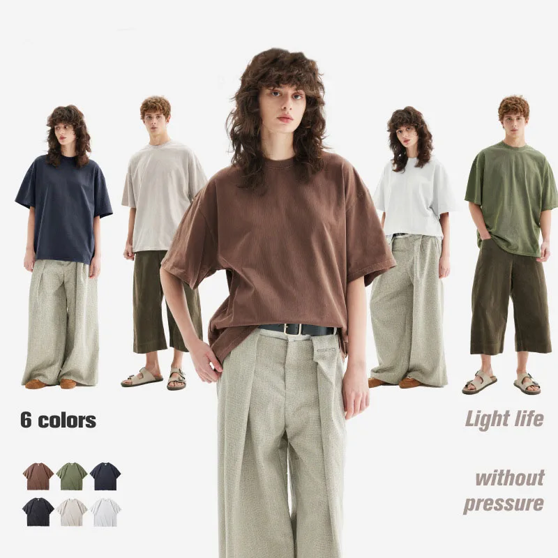 

Stone Washed T Shirt Oversized 100% Cotton Man Summer Tee Luxury Streetwear Unisex Custom Hip Hop Vintage Loose Fit Retro Top