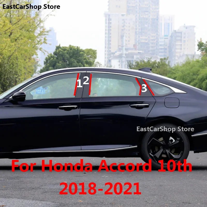 

For Honda Accord 10th 2021 2020 2019 2018 Car Middle Column PC Window Trims Decoration B C Pillar Strip Sticker Accessories